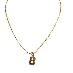 Gold-Tone Initial "B" Pendant Necklace with Choker Length Chain